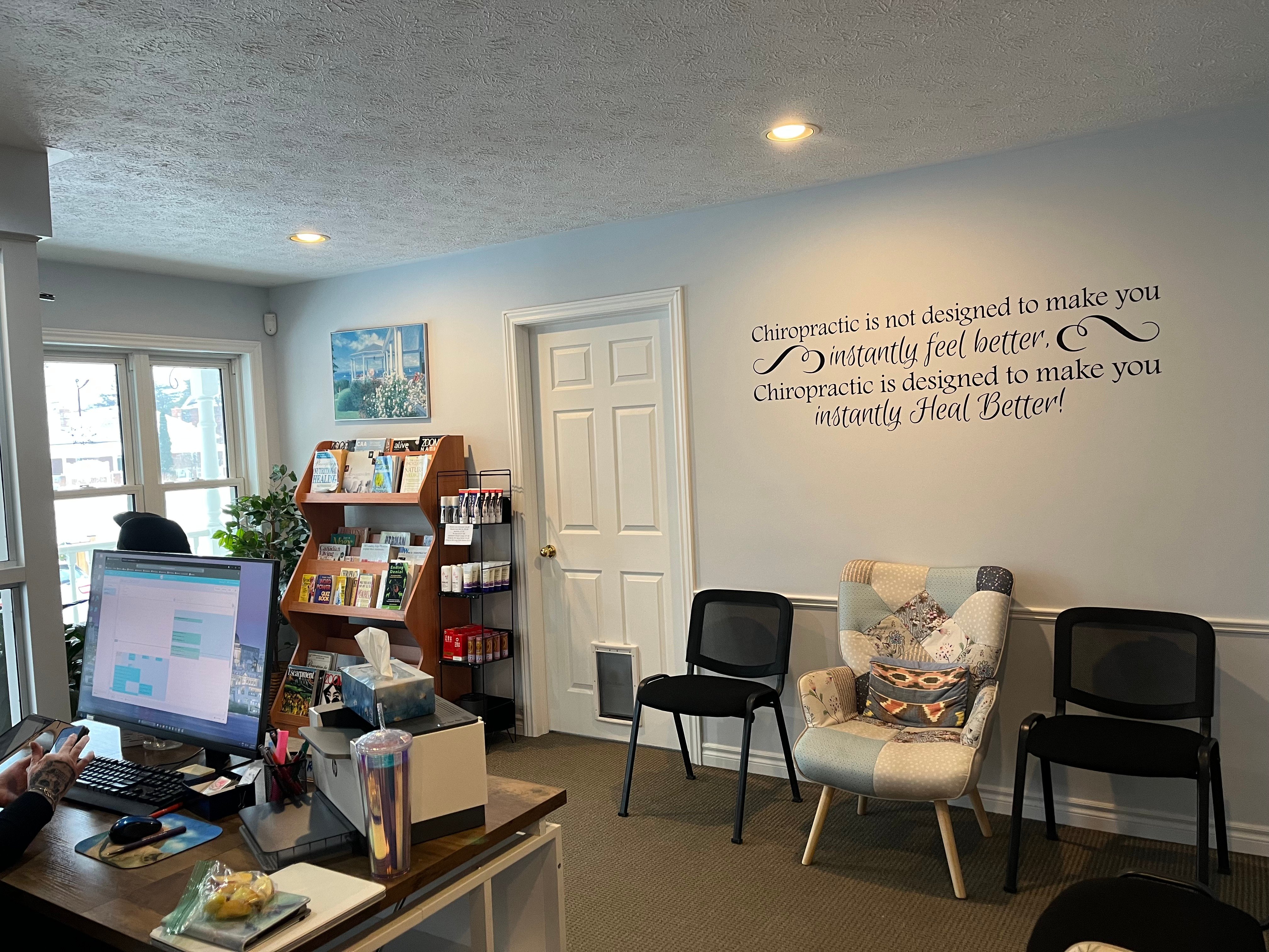 Chiropractic treatment room at Dr. Beth's Clinic Collingwood