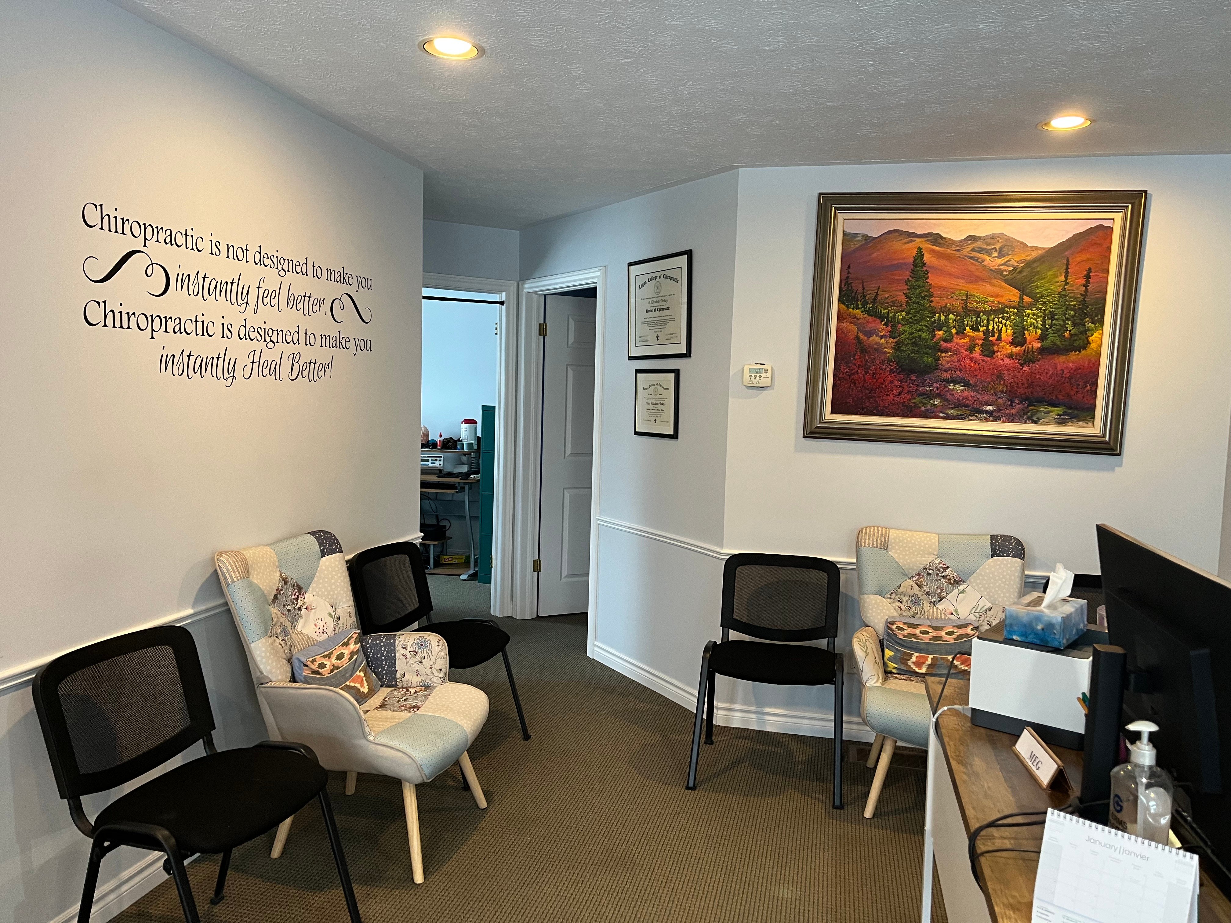 Dr. Beth's Chiropractic Clinic waiting room - Collingwood